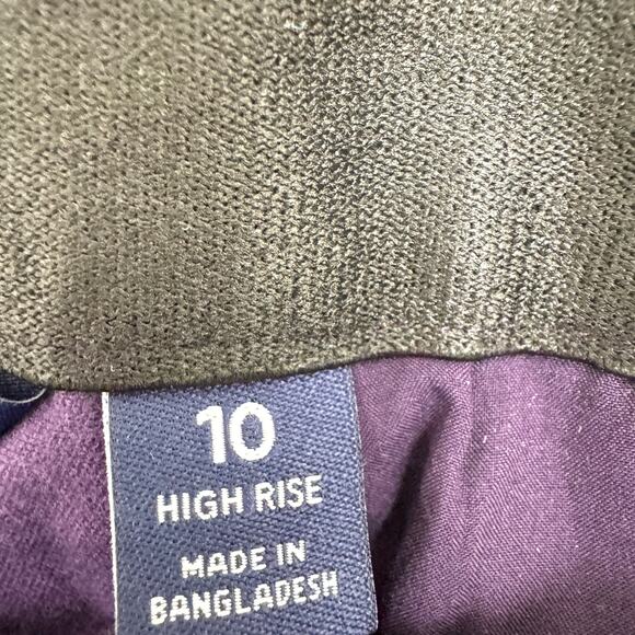 Lands' End Women High Rise Velvet Pants Sz 10 Cotton Stretch Winter Jewel Purple - Picture 3 of 7